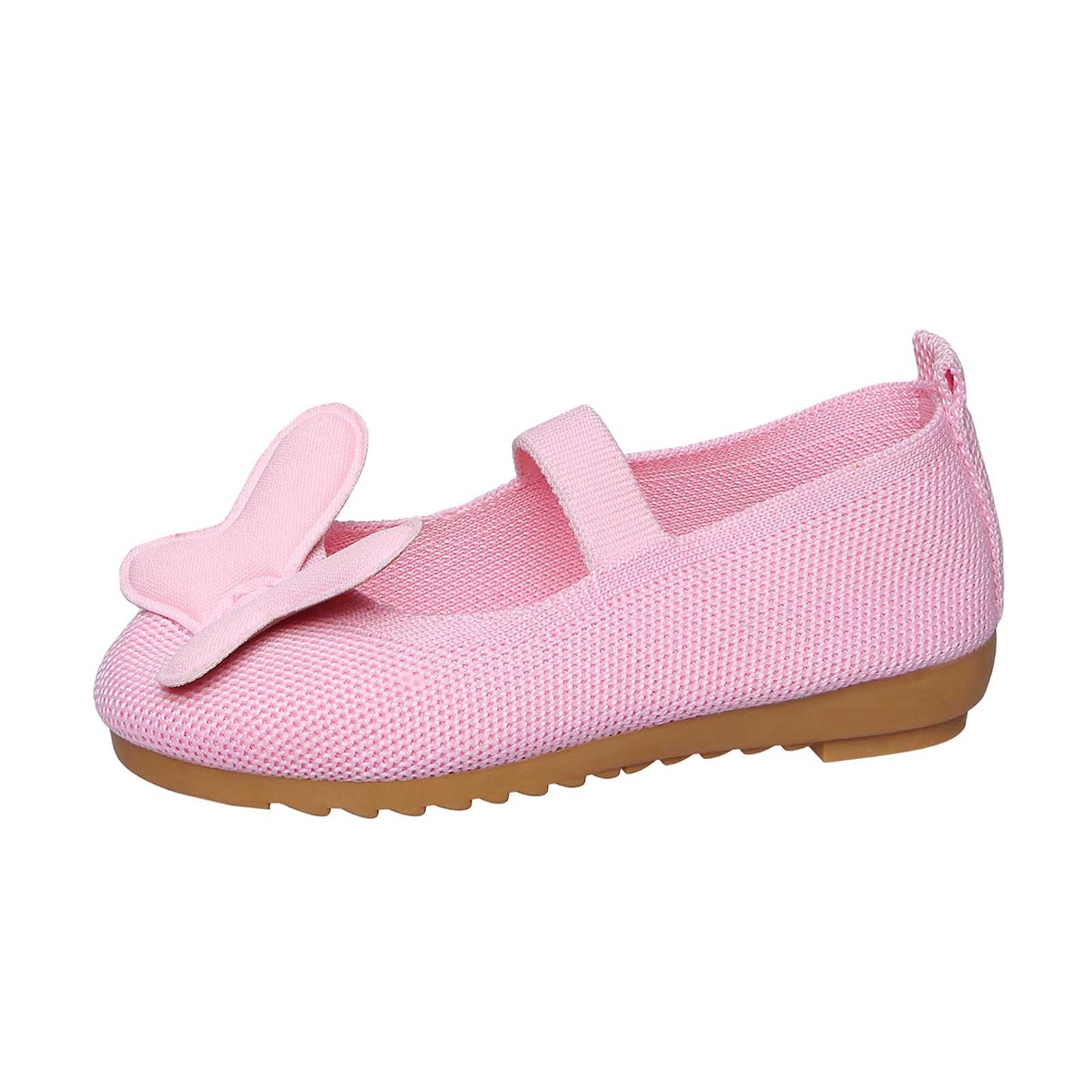 Toddler Dress Shoes Girls Kids Toddler Girls Solid Casual Sneakers Lightweight Breathable Mesh Soft Sole Walking Footwear with 3D Bow Design Baby Dress Shoes Pink 26