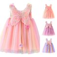 thumbnail image 1 of Toddler Dress Sleeveless Rainbow Delightful Modern Playful Mesh Tulle for Party Dress Set, 1 of 5