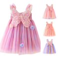 thumbnail image 1 of Toddler Dress Sleeveless Rainbow Delightful Modern Playful Mesh Tulle for Party Dress Set, 1 of 5