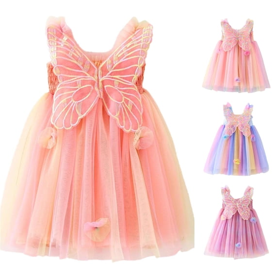 Toddler Dress Sleeveless Rainbow Delightful Modern Playful Mesh Tulle for Party Dress Set