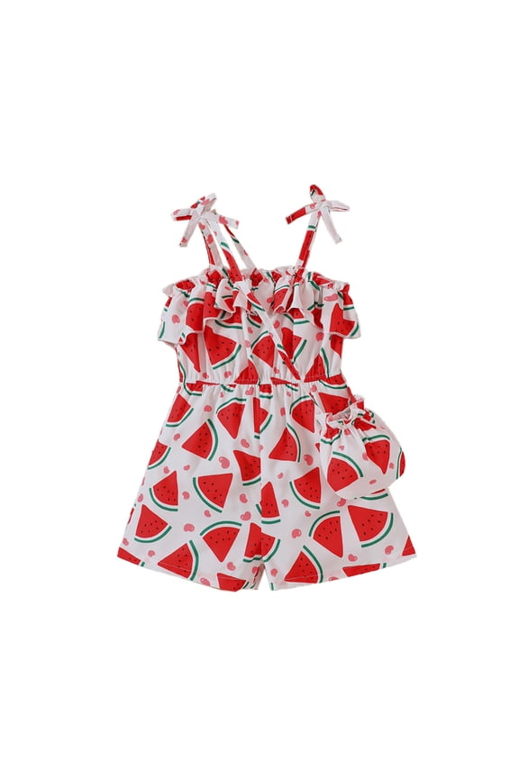 Toddler Dress Summer Sleeveless Romper with Watermelon Print Clothes