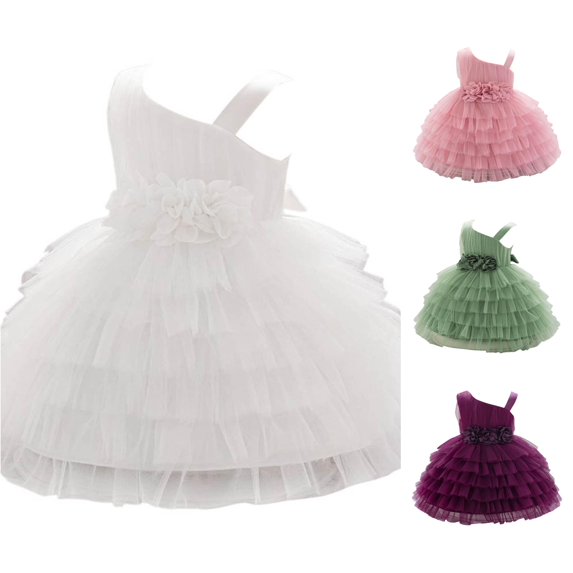 Toddler Dress Tiered Ruffle Tutu Gown Elegant Mesh Tulle for Party Gentle Fancy Lightweight Dress Set