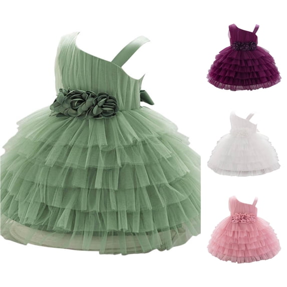 Toddler Dress Tiered Ruffle Tutu Gown Elegant Mesh Tulle for Party Gentle Fancy Lightweight Dress Set