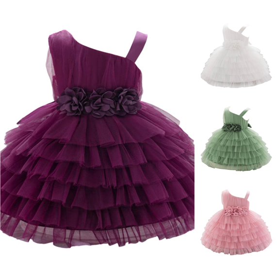 Toddler Dress Tiered Ruffle Tutu Gown Elegant Mesh Tulle for Party Gentle Fancy Lightweight Dress Set