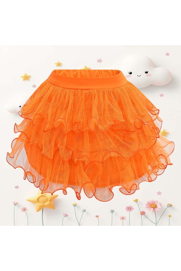 Toddler Dress up Orange Tutu Dance Skirts for Girls Birthday Dress Ballerina Dress up for Girls 2-3 Years Mardi Gras Suits Girl