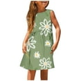 thumbnail image 1 of Toddler Dresses 13-14 Fashion Cute Spring And Summer Printed Round Neck Sleeveless Casual A Line Mint Green Sun Dress, 1 of 5