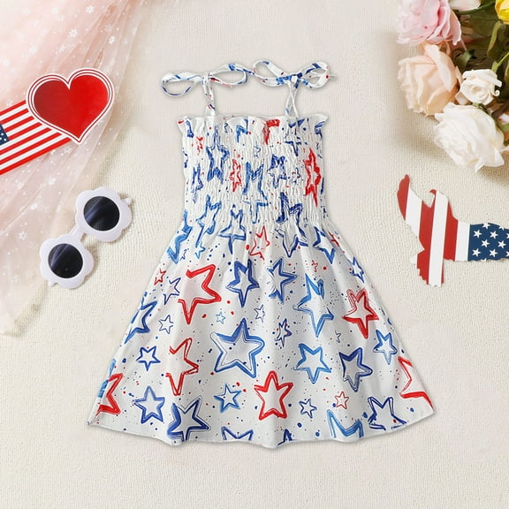 Toddler Dresses 4th Of July Summer Sleeveless Backless Princess Birthday Party Dresses