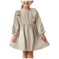 thumbnail image 1 of Toddler Dresses Baby Girls' Dresses Toddler Dress Long Sleeve Baby Little Girls Dresses Ruffle Fall Winter Dresses for Girls Casual Party Birthday Dress Khaki 5 Years, 1 of 9