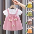 thumbnail image 1 of Toddler Dresses Baby Summer Floral Short Sleeve Casual Dress for Infant Girls Dress Green 3-6 Months, 1 of 4