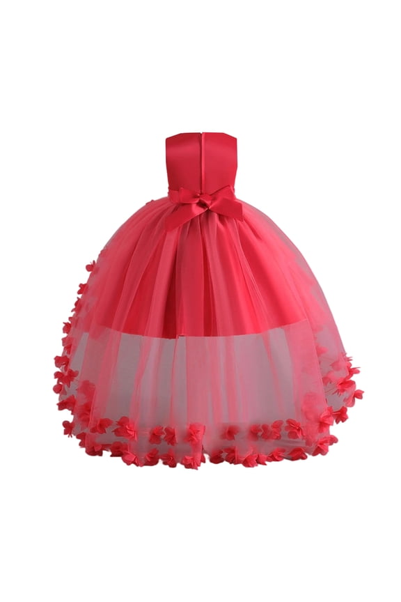 Toddler Dresses Elegant with Floral Detachable Train for P Clothes