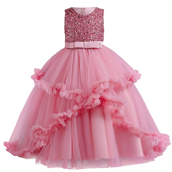 Toddler Dresses Girls Formal Summer Sleeveless Ruffled Mesh Playtime Evening Gown Leisure Fashion Baby Kids Spring Princess Dress Sun Dress