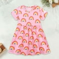 thumbnail image 1 of Toddler Dresses Kids Rainbow Cartoon Print Short Sleeve A Line Summer Dress Girls Summer Dress Pink 2-3 Years, 1 of 8