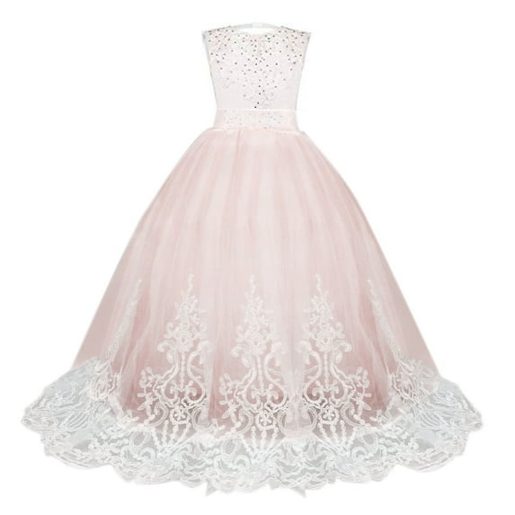 Toddler Dresses Sizes 10-11 Years A-Line Party Lace Bridesmaid Gown Pageant Wedding Fit & Flare Adorable Daily Colorful Lightweight Delicate Pink Tutu Dress