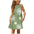 thumbnail image 1 of Toddler Dresses Sizes 5-6 Fashion Cute Spring And Summer Printed Round Neck Sleeveless Casual A Line Mint Green Beach Dress, 1 of 5
