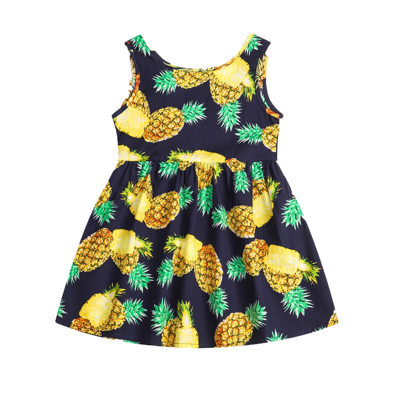 Toddler Dresses Summer Baby Sleeveless Pineapple Fruit Princess Beach ...