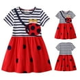 thumbnail image 1 of Toddler Dresses Toddler Kids Girls Summer Ladybug Print Short Sleeve Casual Dress Breathable Lightweight Dresses Baby Girl Dress Red 6 Years, 1 of 7