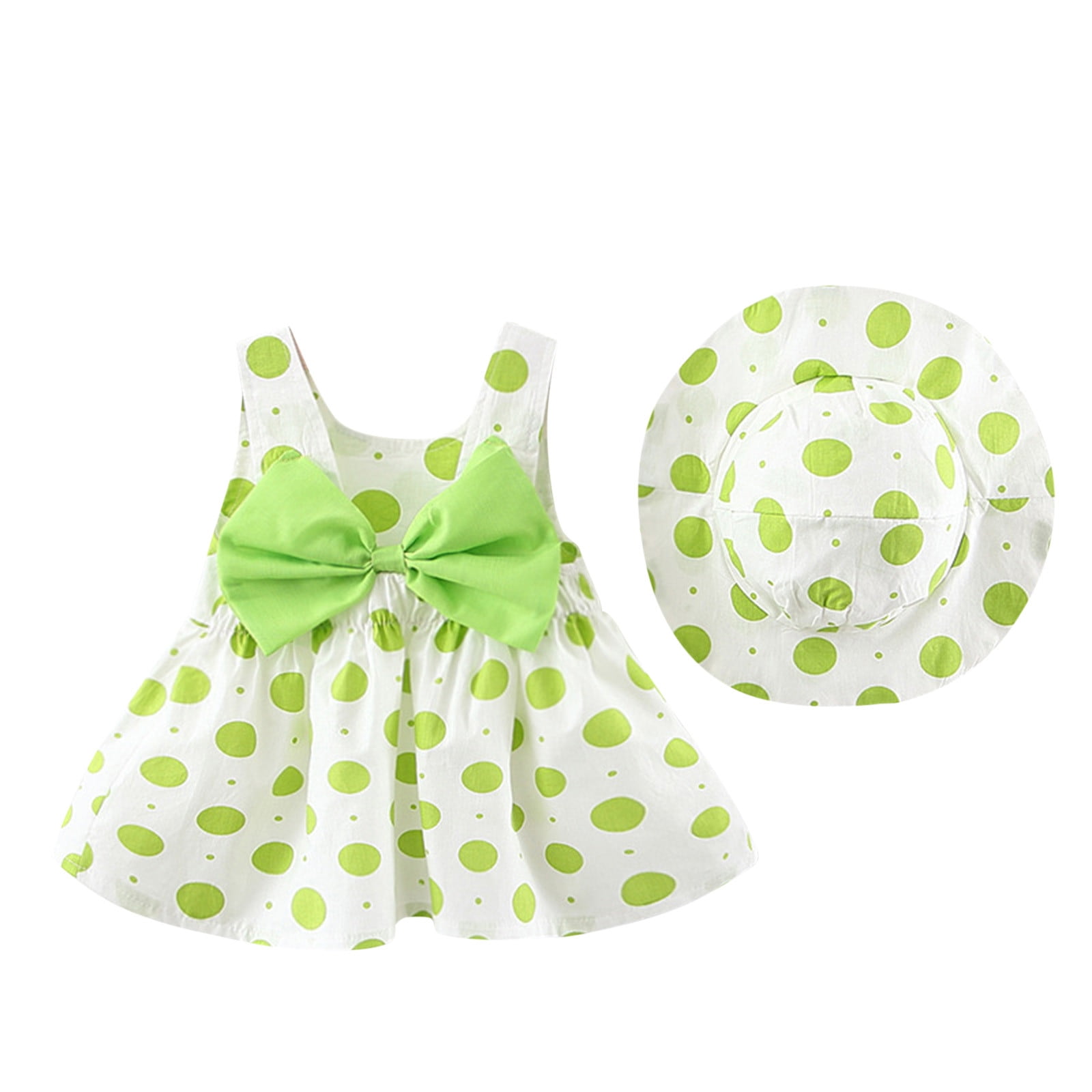 Mid Season Dress For Baby Girl In Light Green Dotted Design main image 0