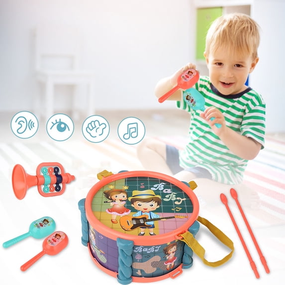 Toddler Drum Set - Children's Musical Instruments with Shakers & Tambourine, Percussion Toy Kit for Kids, Early Learning Music Set, Noise Making Toy, Gift for Boys and Girls