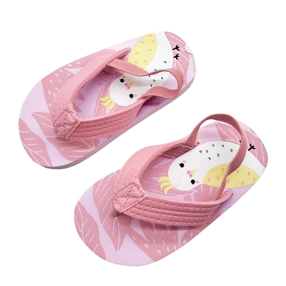 Toddler EVA Elastic Beach Shoes Kids Flip Flops With Adjustable Strap Cute Cartoon Print Non- Summer Sandals For Boys Girls 1-5 Years