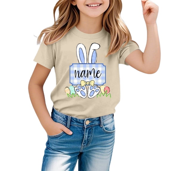 Toddler Easter Baseball Shirt Vintage Comfortable Blue Bunny Graphic Summer Easter Tshirt Bunny Short Sleeve Shirt for Boys Girls Kids Tees T-Shirts