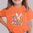 thumbnail image 1 of Toddler Easter Clothes Easter Bunny Egg Print Short Sleeved Printed T-shirt Round Neck Casual Kids 3-15Y Orange 130, 1 of 5