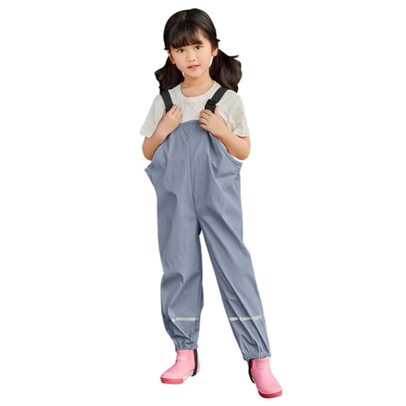 Toddler Fabric Water-proof Mud Overall Warm Jumpsuit Dungarees Windproof Outdoor Playsuit Rain Boys Kids Clothes Girls Double Girls Romper&Jumpsuit Rain Wear Grey 2 Years-3 Years