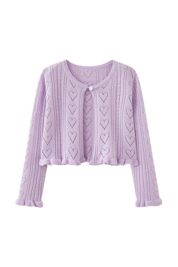 Toddler Fall Fashion Cardigan New Toddler Kids Baby Girls Fashion Cute Color Long Sleeved Thin Style Button Cardigan Coat Style B-8 Purple 3 Years