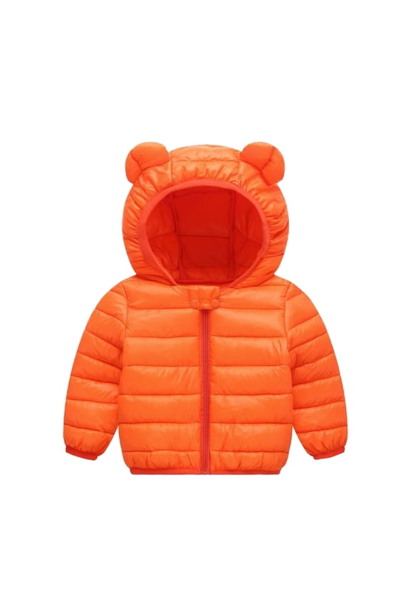 Toddler Fall Jacket Cute Bear Ear Hooded Jackets with Pockets Lightweight Puffer Jacket for Baby Infant Winter Warm Outwear Jacket Coat 12-18 Months Toddler Puffer Coat
