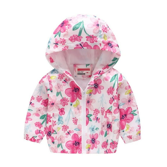 Toddler Fall Jackets Girls Spring Windbreaker Outerwear Lightweight Coat Long Sleeve Casual Hoodie 2-7 Years