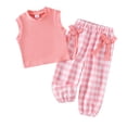 thumbnail image 1 of Toddler Fall Outfits Girls Baby Girls Tank Outfits Sports Sleeveless Top Pants 2 Pieces Sets Fall Toddler Girl Clothes Pink 2 Years-3 Years, 1 of 7