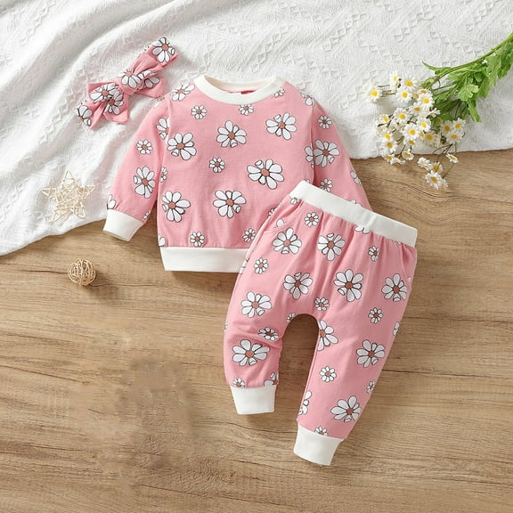 Toddler Fall Outfits Girls Outfits Flroal Print Tops Pants Outfits Clothes Se Toddler Girl Clothes Red 18 Months-24 Months
