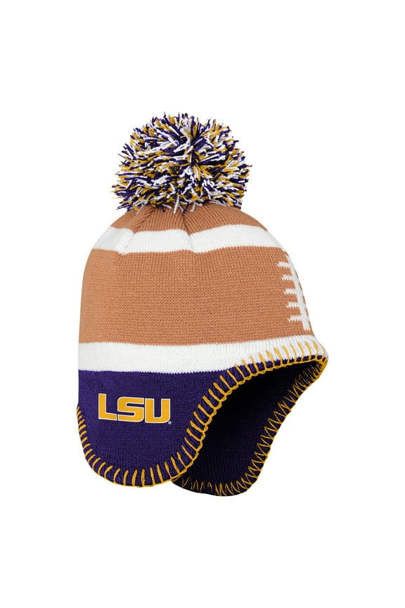 Toddler Fanatics Brown LSU Tigers Football Head Knit Hat with Pom