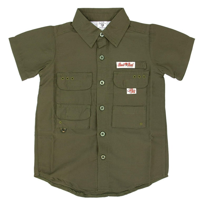 Short Sleeves Fishing Kids Boy Button Up Shirt 7-8T