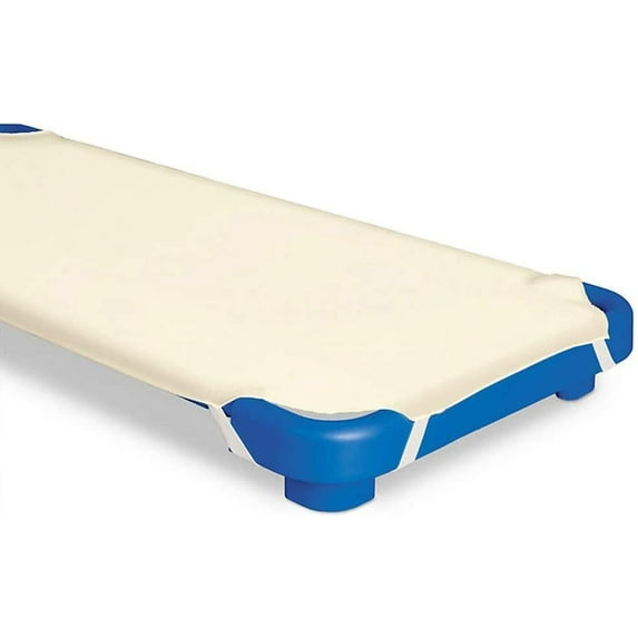 Toddler Fitted Sheet for Daycare/Preschool Cot Beds - 100% Cotton Elastic Sheets for Toddler Beds, 400 TC, Children’s Naptime Cot Sheet for Mats - Ivory Solid ( 22"W x 54"L ) - ( Pack of 8 ).