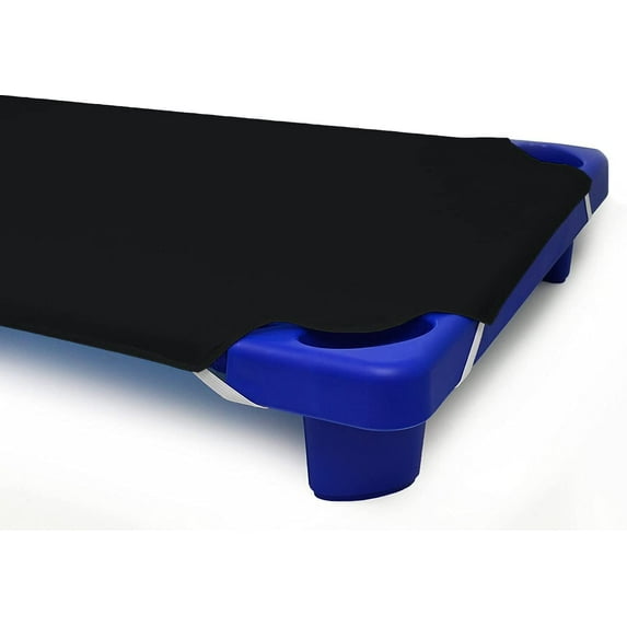 Toddler Fitted Sheet for Daycare/Preschool Cot Beds - 100% Cotton Elastic Sheets for Toddler Beds, 600 TC, Children’s Naptime Cot Sheet for Mats - Black Solid ( 22"W x 52"L ) - ( Pack of 20 ).