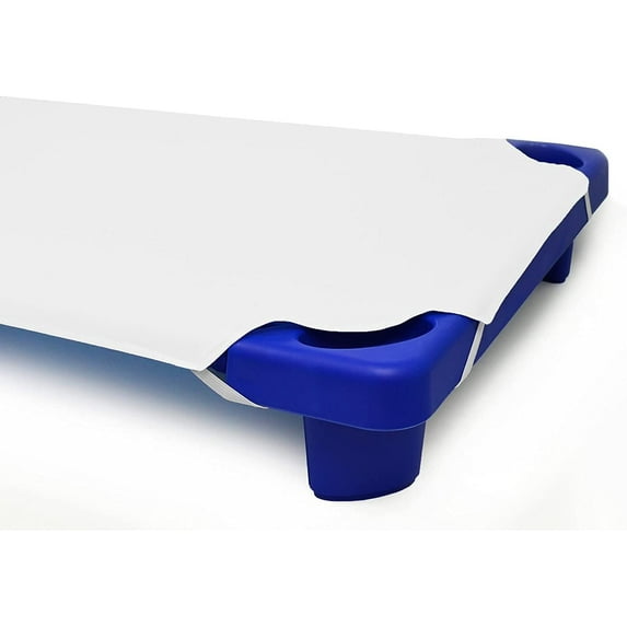 Toddler Fitted Sheet for Daycare/Preschool Cot Beds - 100% Cotton Elastic Sheets for Toddler Beds, 400 TC, Children’s Naptime Cot Sheet for Mats - White Solid ( 22"W x 40"L ) - ( Pack of 6 ).