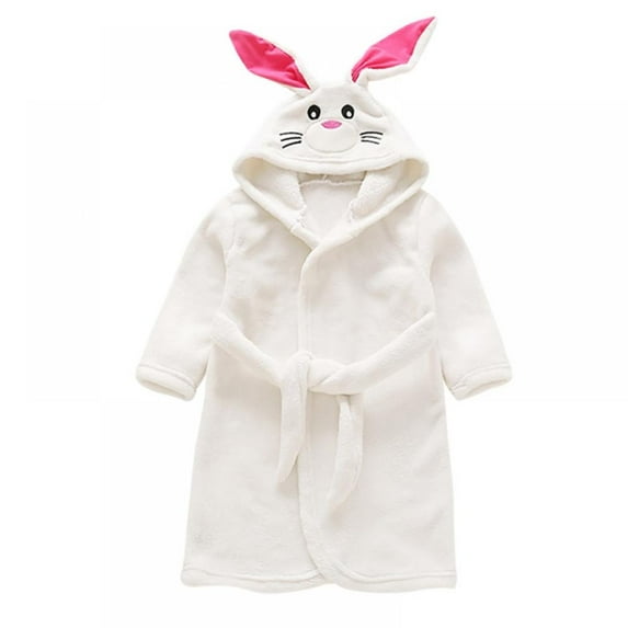 Toddler Flannel Hooded Robes Sleepwear Kids Cute Animal Cartoon Bathrobe Bath Towel Wrap 1-6Y