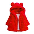 thumbnail image 1 of Toddler Fleece Jacket 2T Girl Clothes Kids Girls Winter Warm Coats Jacket Clothes Outwear Overcoat Ear Hooded Fur Thicken Fleece Toddler Red 4-5 Years, 1 of 3
