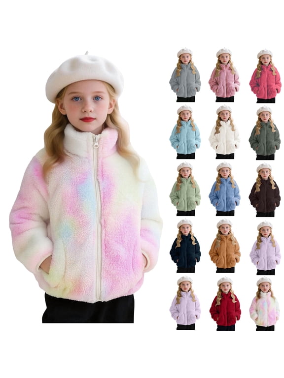 Fleece Top for Toddlers Girls Boys Fleece Hoody Jackets Kids Zip Up Outerwear Coat Toddler Kids Sweatshirt