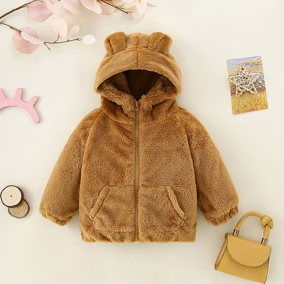 Toddler Fleece Jacket For Boys Long Sleeve Coat Hoodies Zip Up Sweatshirt Fall Clothes Girl Girl Outfits Size 18-24 Months
