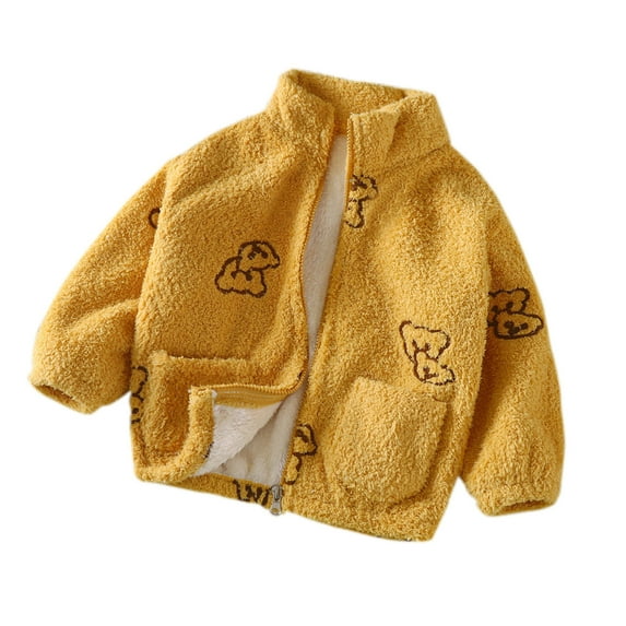 Toddler Jacket Kids Boys Girls Autumn Spring Long Sleeve Cute Printing Zip Up Warm Outerwear Lovely Child Outwear