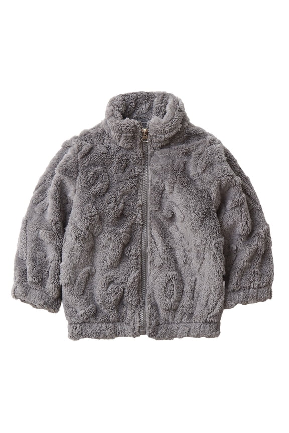 Toddler Fleece Jacket Round Neck Long Sleeve Zip up Solid Color Winter Thick Warm Coat Outwear Gray 1 Years