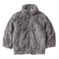 thumbnail image 1 of Toddler Fleece Jacket Round Neck Long Sleeve Zip up Solid Color Winter Thick Warm Coat Outwear Gray 3 Years, 1 of 8