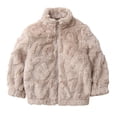thumbnail image 1 of Toddler Fleece Jacket Round Neck Long Sleeve Zip up Solid Color Winter Thick Warm Coat Outwear Khaki 1 Years, 1 of 8