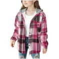 thumbnail image 1 of Toddler Fleece Jacket Sherpa Flannel Jacket Girls 2025 Casual Long Sleeve Button Down Plaid Shackets Comfy Fleece Lined Hooded Jackets Winter Coat, 1 of 5