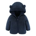 thumbnail image 1 of Toddler Fleece Jacket for Girls with Bear Ear Hooded Zip Up Long Sleeve Fuzzy Jacket Toddler Girl Clothes 12-18 Months, 1 of 3