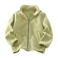 thumbnail image 1 of Toddler Fleece Jacket with Pocket Long Sleeve Zip up Solid Color Fall Soft Comfy Coat for Boys Girls Green 12 Years, 1 of 3
