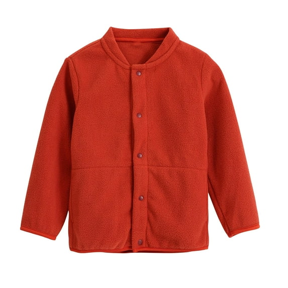 Toddler Fleece Jackets Baby Boys Girls Long Sleeve Button up Crew Neck Sweatshirts Lightweight Jackets Fall Winter Coat Outerwear Red 100cm