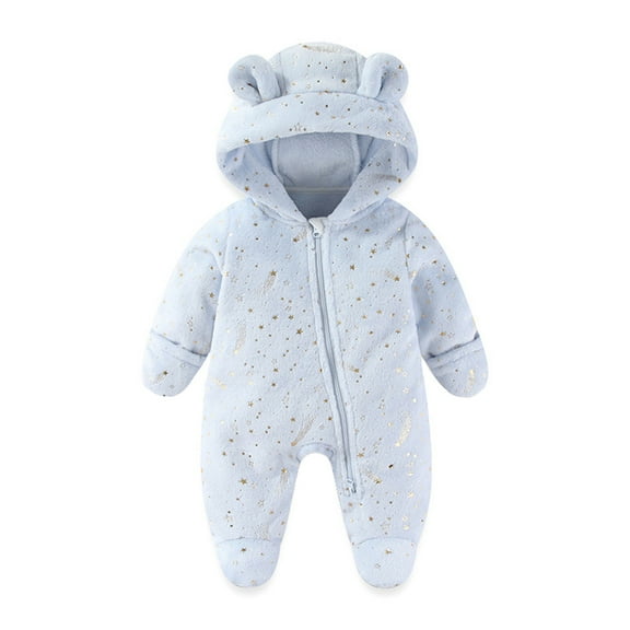 Toddler Jumpsuit Star Onesie Baby Long Sleeve Zipper Hooded Jumpsuit Romper with Bear Ears Warm Baby Boy Clothes Baby Girl Clothes 0-3 Months