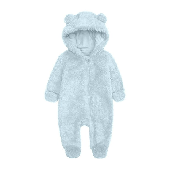 Toddler Fleece-Lined Zip-Up Onesie - Winter Warm Romper with Hood for Baby Girls & Boys Baby Fleece Onesie